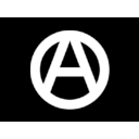 Anarchist circle-A symbol on a black flag